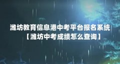 潍坊教育信息港中考平台报名系统【潍坊中考成绩怎么查询】