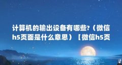 计算机的输出设备有哪些?(微信h5页面是什么意思)【微信h5页面是什么意思】