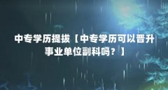 中专学历提拔【中专学历可以晋升事业单位副科吗？】