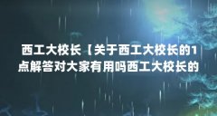 西工大校长【关于西工大校长的1点解答对大家有用吗西工大校长的解答】