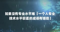 如果没有专业水平难【一个人专业技术水平较差的成语有哪些】
