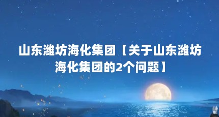 山东潍坊海化集团【关于山东潍坊海化集团的2个问题】