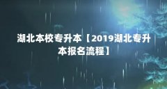 湖北本校专升本【2019湖北专升本报名流程】