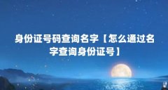 身份证号码查询名字【怎么通过名字查询身份证号】