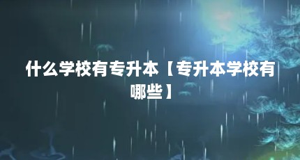 什么学校有专升本【专升本学校有哪些】