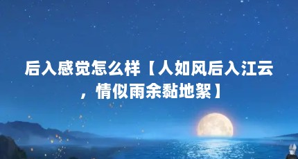 后入感觉怎么样【人如风后入江云，情似雨余黏地絮】