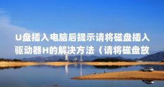 U盘插入电脑后提示请将磁盘插入驱动器H的解决方法(请将磁盘放入驱动器h是什