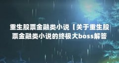 重生股票金融类小说【关于重生股票金融类小说的终极大boss解答】
