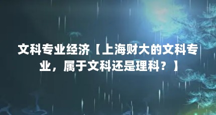 文科专业经济【上海财大的文科专业，属于文科还是理科？】