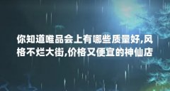 你知道唯品会上有哪些质量好,风格不烂大街,价格又便宜的神仙店铺?（唯品会的