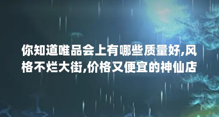 你知道唯品会上有哪些质量好,风格不烂大街,价格又便宜的神仙店铺?（唯品会的衣服性价比怎么样?）【唯品牌品牌正品牌特卖店】